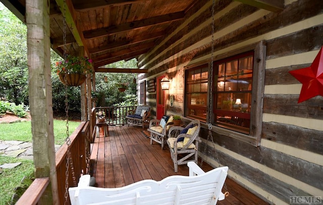 wooden deck with a porch