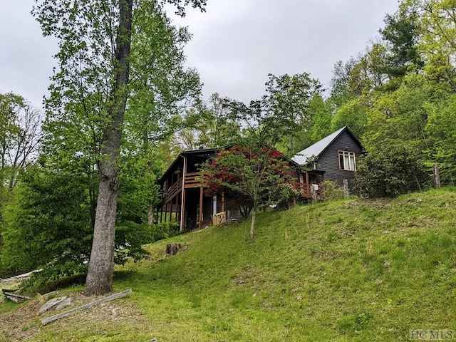 view of yard with a deck