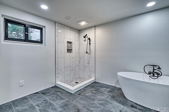 bathroom with plus walk in shower