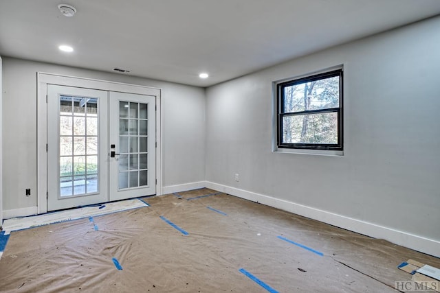 interior space with plenty of natural light and french doors