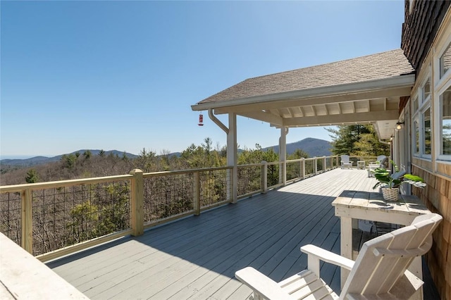 deck with a mountain view