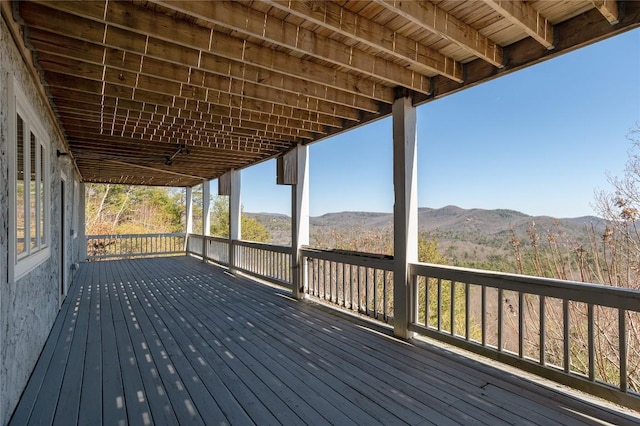 deck with a mountain view