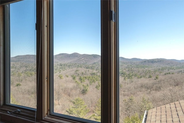 interior space featuring a mountain view