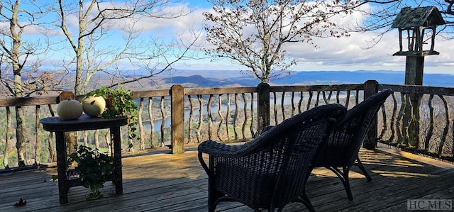 deck with a mountain view