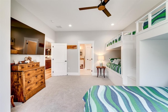 1132 Southshore Dr, Tuckasegee, NC 28783 - bedroom with a ceiling fan, recessed lighting, light carpet, and baseboards