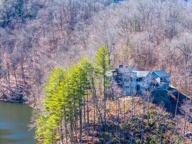 1132 Southshore Dr, Tuckasegee, NC 28783 - aerial view with a water view and a wooded view