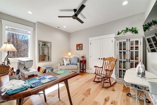 1132 Southshore Dr, Tuckasegee, NC 28783 - living area featuring light wood-style floors, recessed lighting, and a ceiling fan