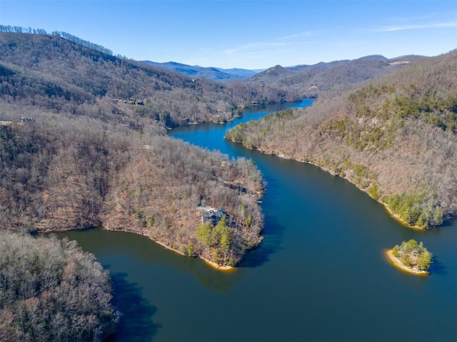 1132 Southshore Dr, Tuckasegee, NC 28783 - drone / aerial view with a view of trees and a water and mountain view