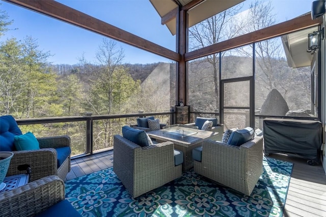 1132 Southshore Dr, Tuckasegee, NC 28783 - wooden deck featuring outdoor lounge area and a view of trees