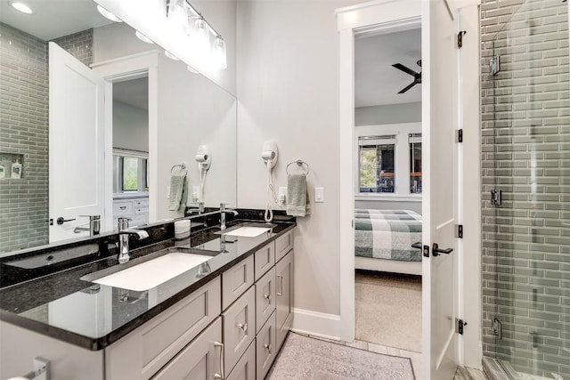 1132 Southshore Dr, Tuckasegee, NC 28783 - ensuite bathroom with a wealth of natural light, a sink, a shower stall, and double vanity