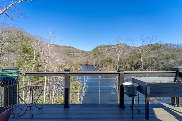 1132 Southshore Dr, Tuckasegee, NC 28783 - deck featuring a mountain view and a view of trees
