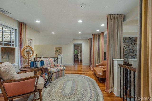 living area featuring light hardwood / wood-style floors