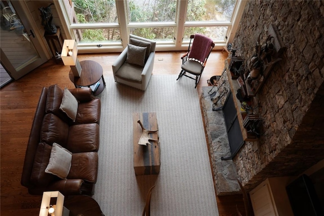 living area with wood finished floors