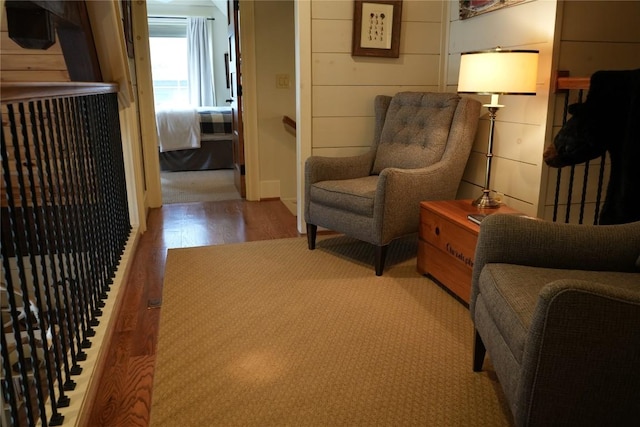 living area with wood finished floors