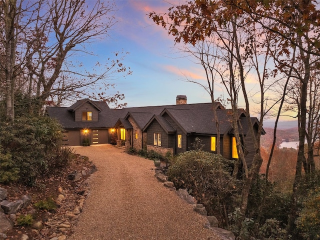 view of front of property with a garage