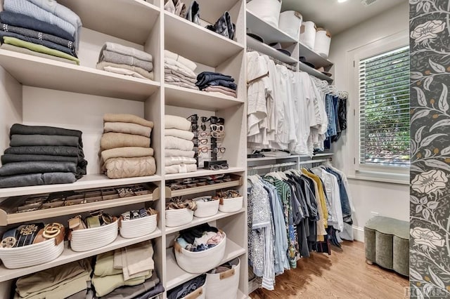 spacious closet featuring hardwood / wood-style floors