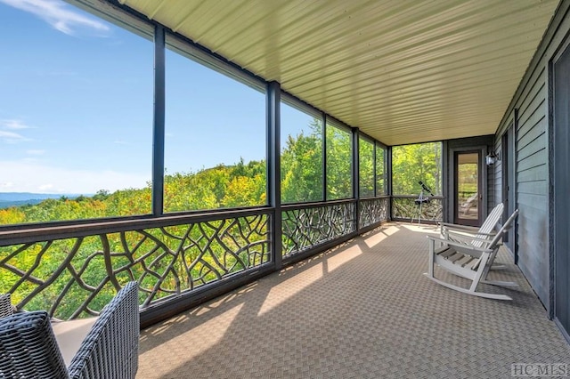 view of unfurnished sunroom