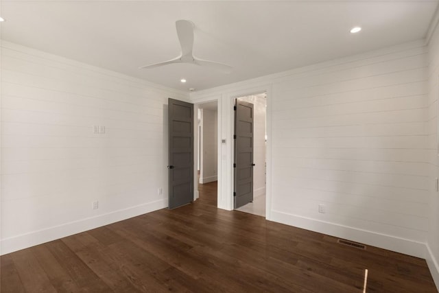 237 Glassy Rock Ln, Glenville, NC 28736 - spare room featuring recessed lighting, ceiling fan, and dark wood finished floors