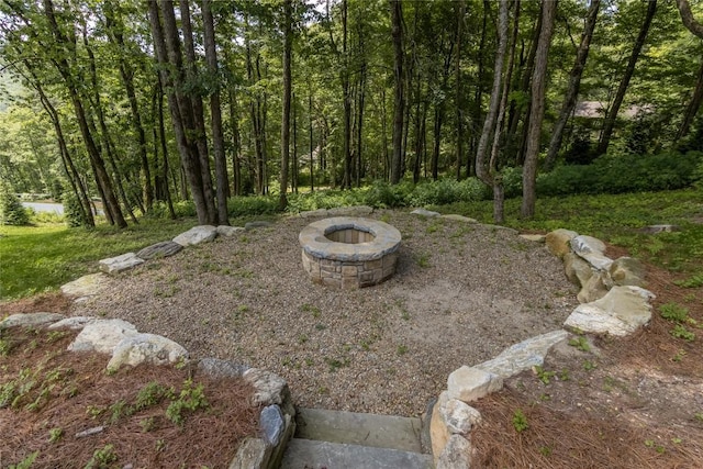 237 Glassy Rock Ln, Glenville, NC 28736 - view of yard featuring an outdoor fire pit