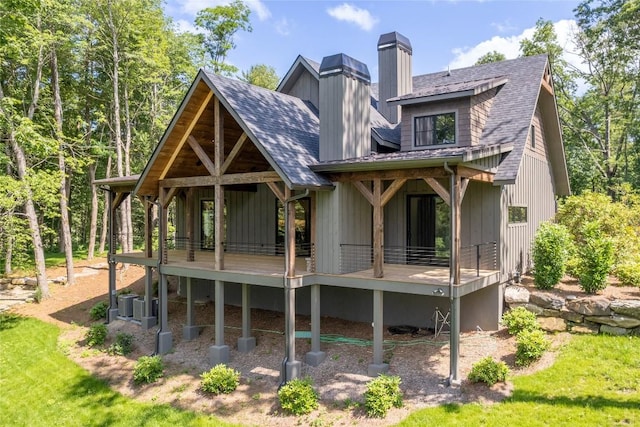 237 Glassy Rock Ln, Glenville, NC 28736 - rear view of property with a chimney and roof with shingles