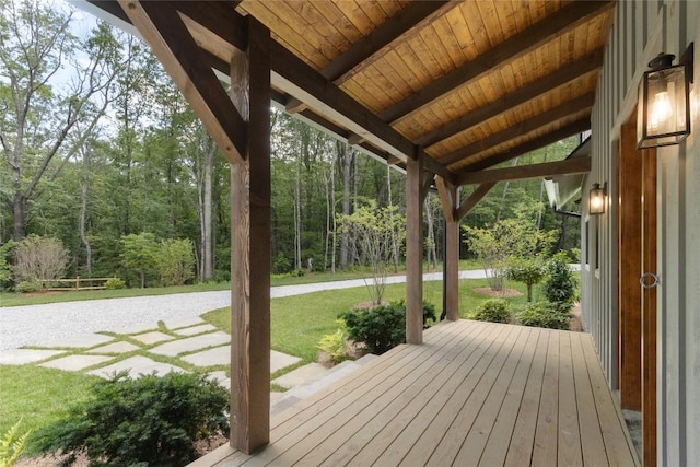 237 Glassy Rock Ln, Glenville, NC 28736 - wooden deck with a lawn and a wooded view