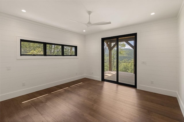 237 Glassy Rock Ln, Glenville, NC 28736 - spare room with ceiling fan, dark wood finished floors, and recessed lighting