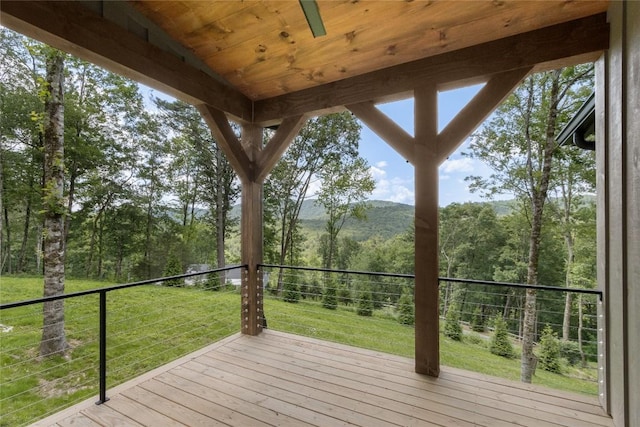 237 Glassy Rock Ln, Glenville, NC 28736 - wooden deck featuring a yard, a mountain view, and a forest view