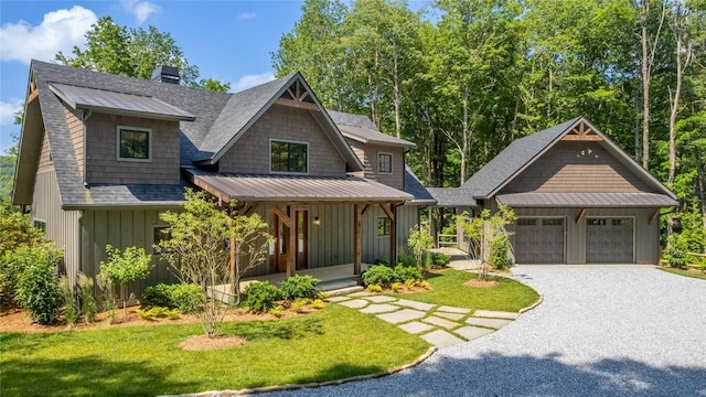 237 Glassy Rock Ln, Glenville, NC 28736 - view of front of property with a porch, board and batten siding, and a front lawn