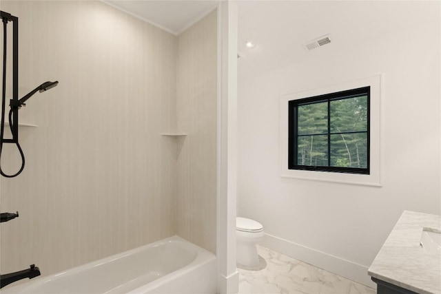 237 Glassy Rock Ln, Glenville, NC 28736 - full bath with marble look tile flooring, vanity, and tub / shower combination