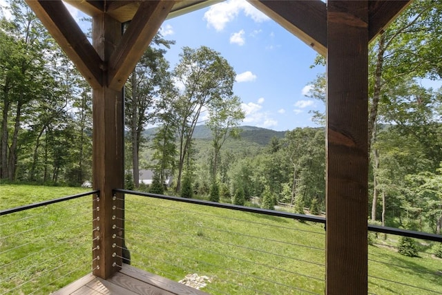 237 Glassy Rock Ln, Glenville, NC 28736 - view of grassy yard featuring a view of trees and a balcony