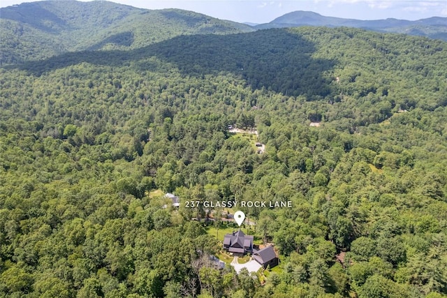 237 Glassy Rock Ln, Glenville, NC 28736 - bird's eye view of a heavily wooded area and a mountain backdrop