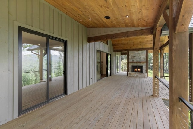 237 Glassy Rock Ln, Glenville, NC 28736 - wooden deck with a stone fireplace