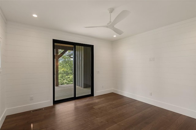 237 Glassy Rock Ln, Glenville, NC 28736 - empty room with dark wood finished floors, recessed lighting, and a ceiling fan