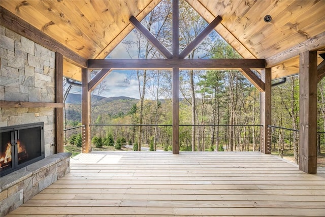 exterior space featuring a mountain view
