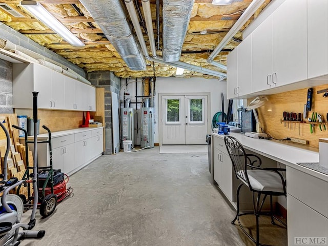 basement with water heater