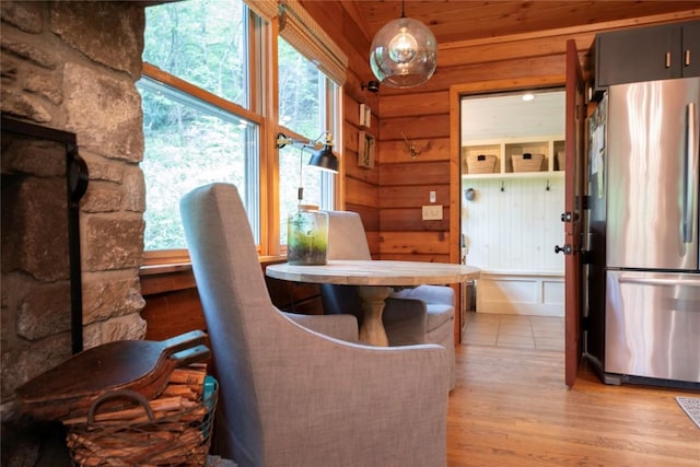 dining area with light wood finished floors