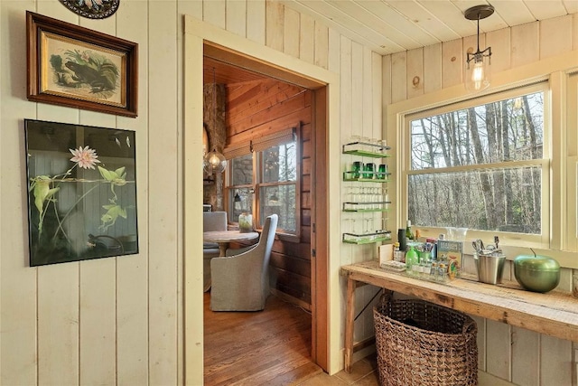 interior space with wooden ceiling