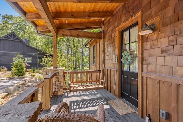 359 Outpost Trl, Glenville, NC 28736 - view of wooden deck