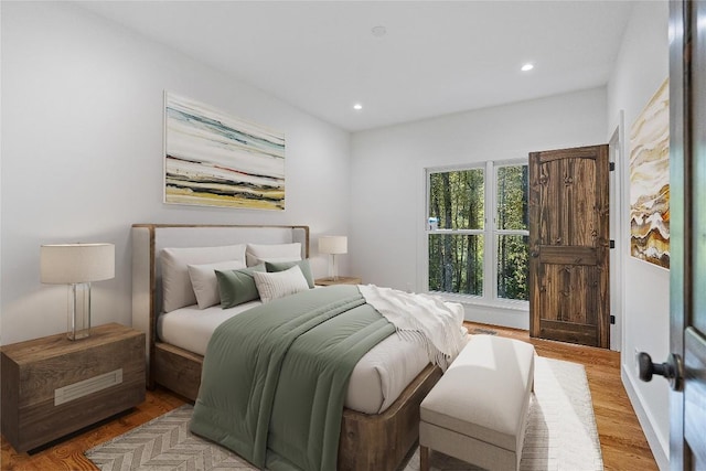 2147 Pilot Knob Rd, Glenville, NC 28736 - bedroom featuring light wood-type flooring and recessed lighting