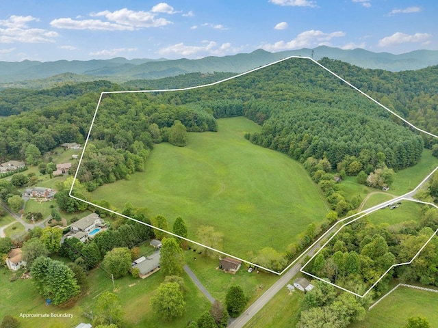 232 Dobson Rd, Franklin, NC 28734 - view of property location featuring property boundaries highlighted, a forest, and a mountain backdrop