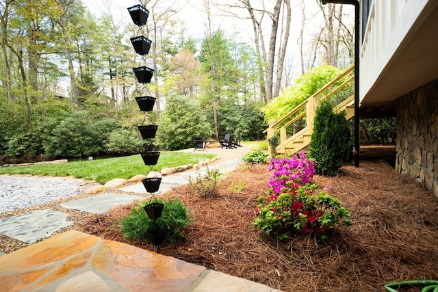 view of yard with stairs