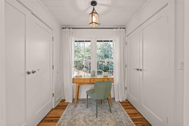 office with wood finished floors