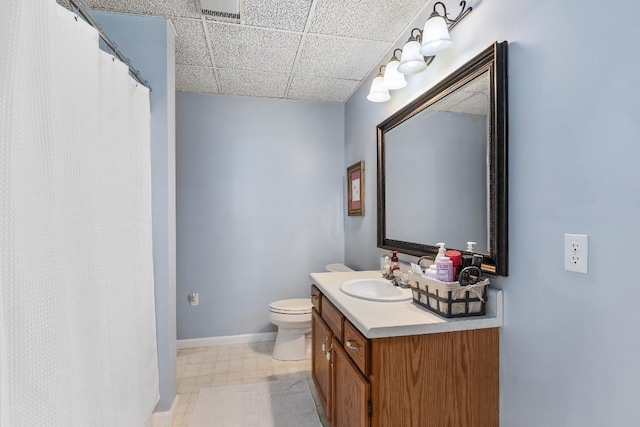 150 Lauren Ln, Franklin, NC 28734 - bathroom featuring vanity, a drop ceiling, tile patterned floors, and a shower with curtain