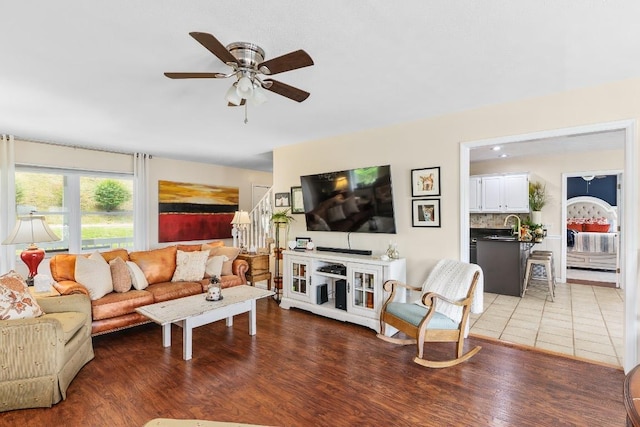 150 Lauren Ln, Franklin, NC 28734 - living room with ceiling fan and wood finished floors