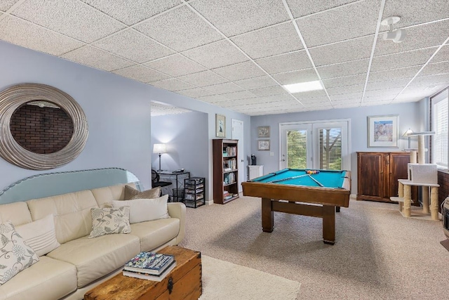 150 Lauren Ln, Franklin, NC 28734 - playroom featuring pool table, carpet, and a paneled ceiling