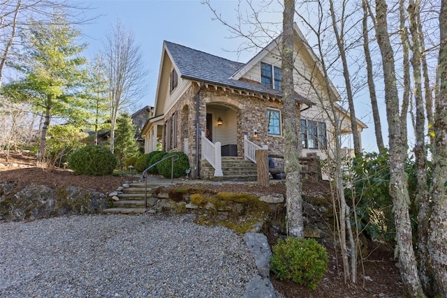 view of front of house featuring stone siding