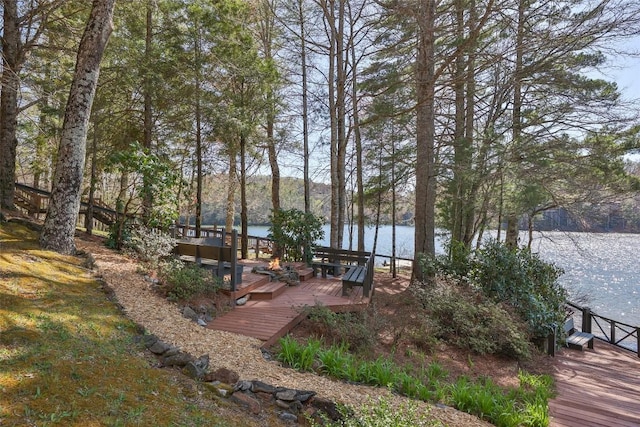 45 Bluegill Ln, Glenville, NC 28736 - deck with a water view and stairway
