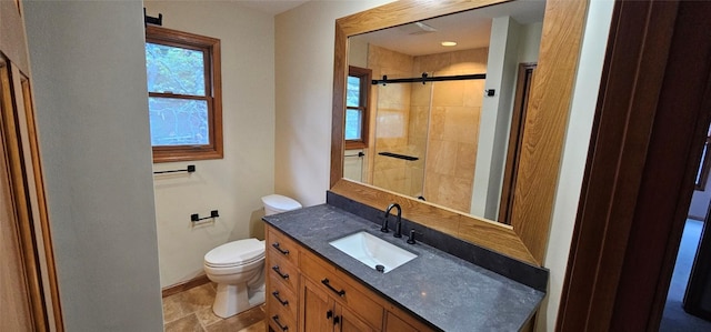 45 Bluegill Ln, Glenville, NC 28736 - bathroom with vanity, toilet, stone finish floor, a shower stall, and visible vents