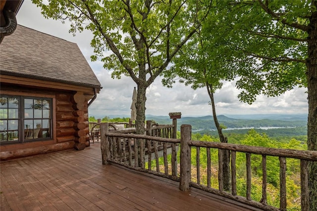 865 Toxaway Dr, Lake Toxaway, NC 28747 - wooden deck featuring a mountain view