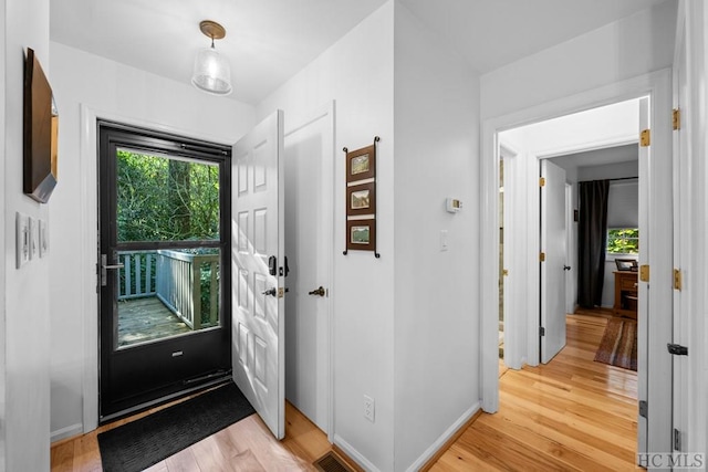 entrance foyer with light wood-type flooring